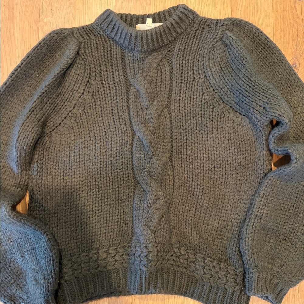 Sezane PULL SERENA khaki Cable Knit Sweater